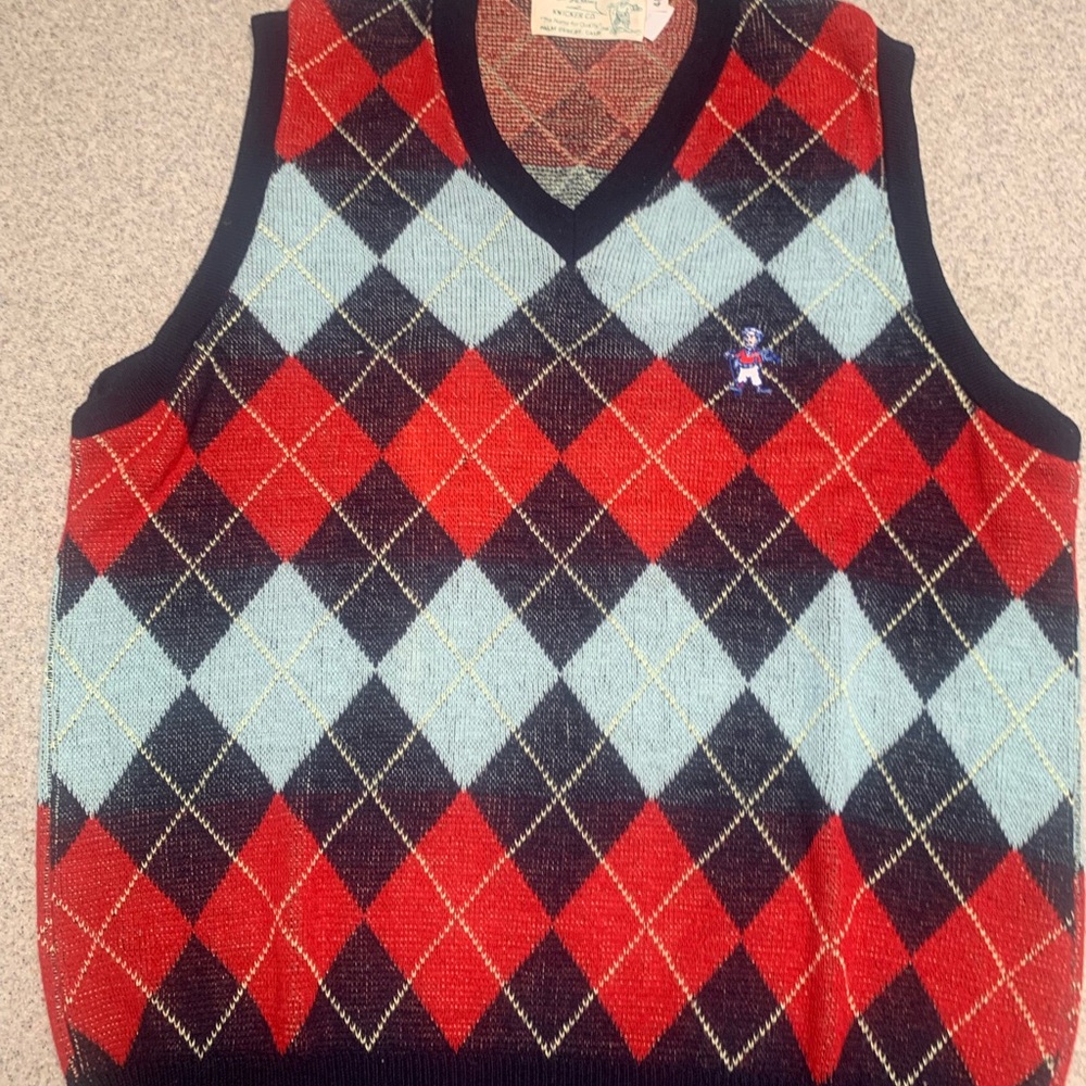 Argyle Sweater Vest in Red and Blue